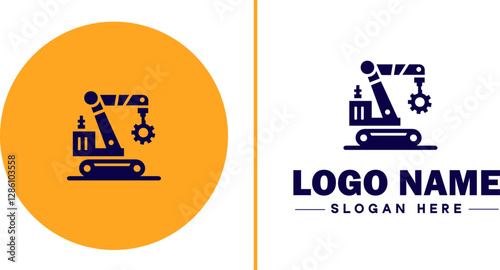 Industrial Equipment icon Machinery Industrial tools Manufacturing equipment flat logo sign symbol editable vector