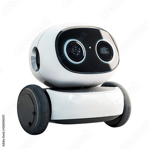 A Smart Robot Assistant with Interactive Features Isolated on Transparent Background