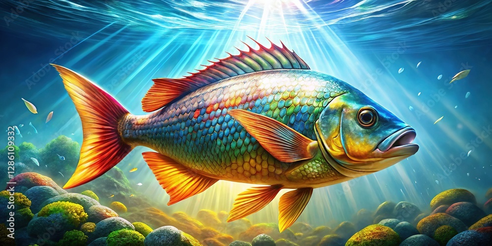 Naklejka premium Majestic Giant Fish Underwater, Ocean Wildlife, Aquatic Life Stock Photo