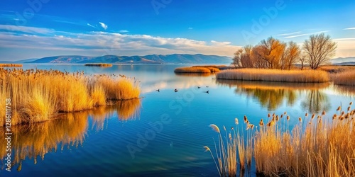 Serene Winter at Lake Vrana, Croatia: Largest Croatian Lake, Dry Reeds, Birdwatching Haven