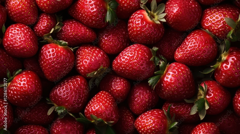 A vibrant collection of fresh strawberries showcasing their bright red color, green leaves, and ripe texture, perfect for culinary use and healthy snacks. A vibrant collection of fresh strawberries showcasing their bright red color, green leaves, and ripe texture, perfect for culinary use and healthy snacks.