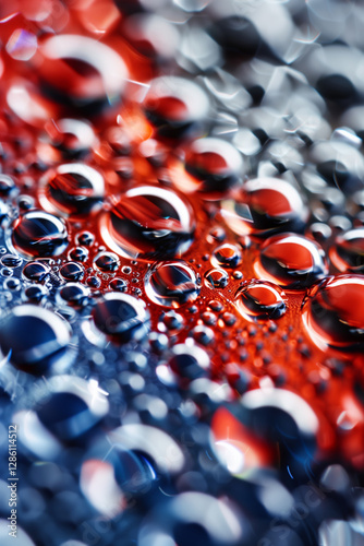 AI Image. Macro shot of the water drops on American flag