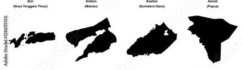 Alor, Ambon, Asahan, Asmat outline maps