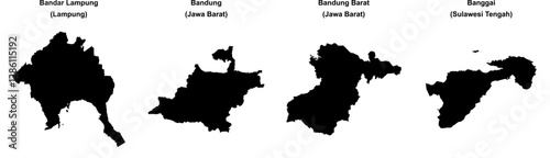 Bandar Lampung, Bandung, Bandung Barat, Banggai outline maps