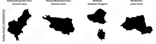 Bolaang Mongondow Timur, Bolaang Mongondow Utara, Bombana, Bondowoso outline maps