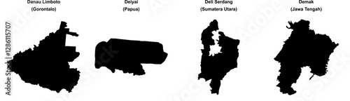 Danau Limboto, Deiyai, Deli Serdang, Demak outline maps