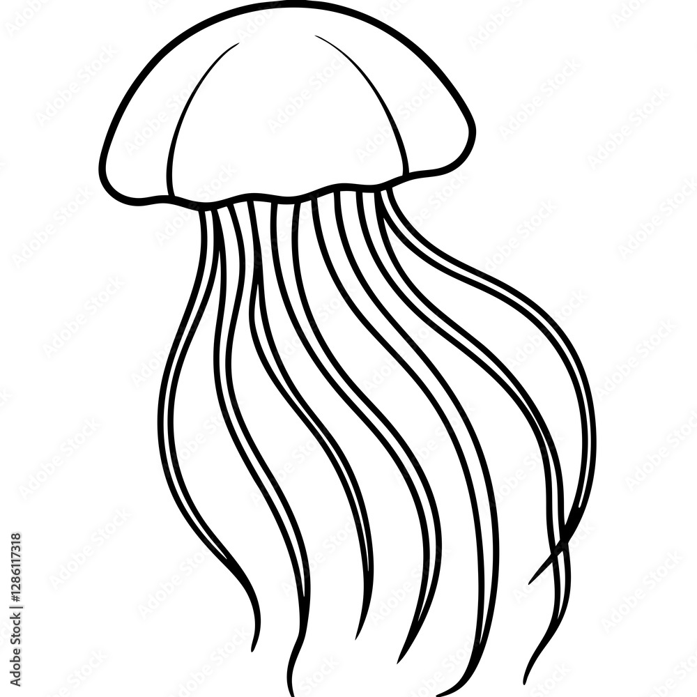 Single-Line Jellyfish Vector Design Single-Line Jellyfish Vector Design