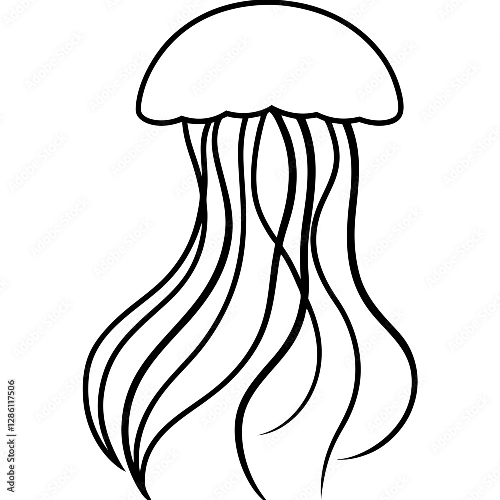 Single-Line Jellyfish Vector Design Single-Line Jellyfish Vector Design