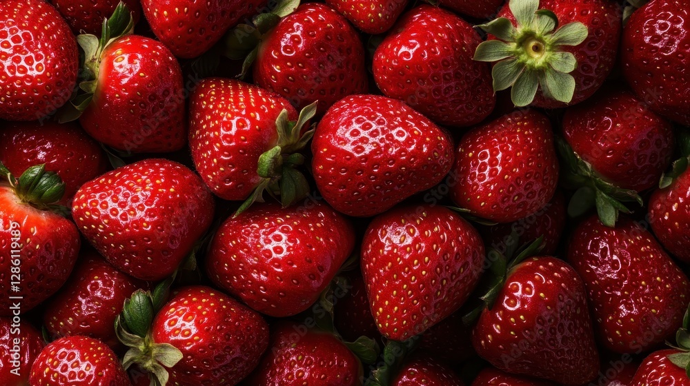 A close-up shot of a beautiful arrangement of juicy strawberries, capturing their rich red hues and perfect texture, ideal for use in food blogs and culinary websites. A close-up shot of a beautiful arrangement of juicy strawberries, capturing their rich red hues and perfect texture, ideal for use in food blogs and culinary websites.