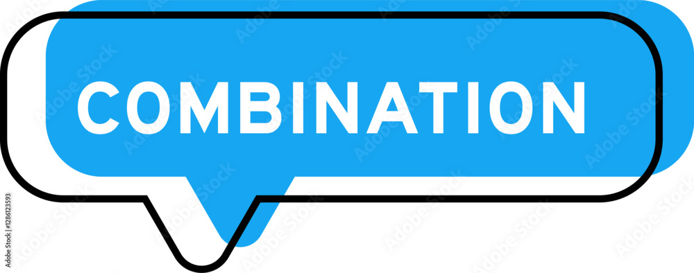 Speech banner and blue shade with word combination on white background Speech banner and blue shade with word combination on white background