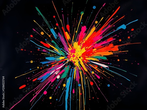 Dynamic Paint Splatter Rainbow Color Explosion  Abstract Paint Splash