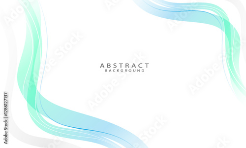 White abstract background with wave graphic. Modern green turquoise and blue gradient wave curve shape design. Suitable for sites, brochures, flyers, presentations, companies, web.