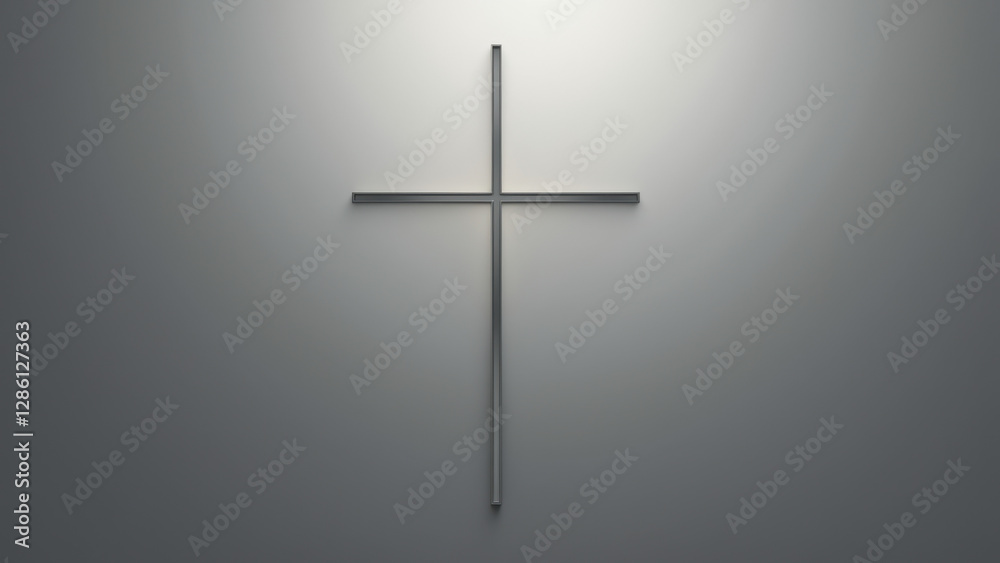 An abstract representation of a cross superimposed on a grey background with soft lighting effects. An abstract representation of a cross superimposed on a grey background with soft lighting effects.