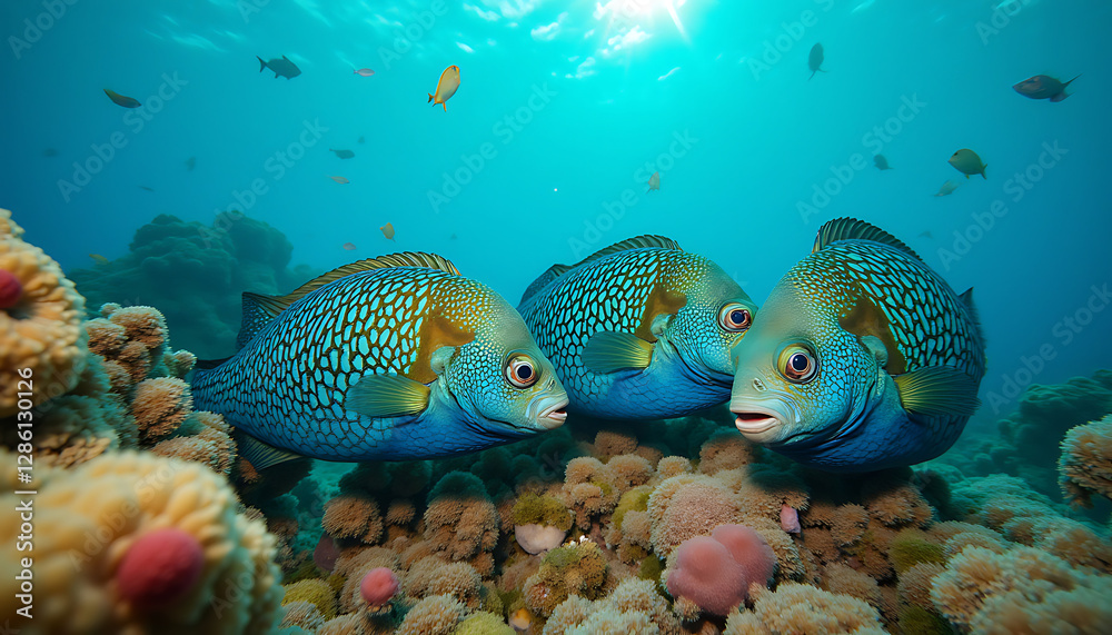 Obraz premium Lionfish Lurking in the Indian Ocean’s Night Reefs, Lionfish (Pterois miles), fishes in ocean, created with generative ai
