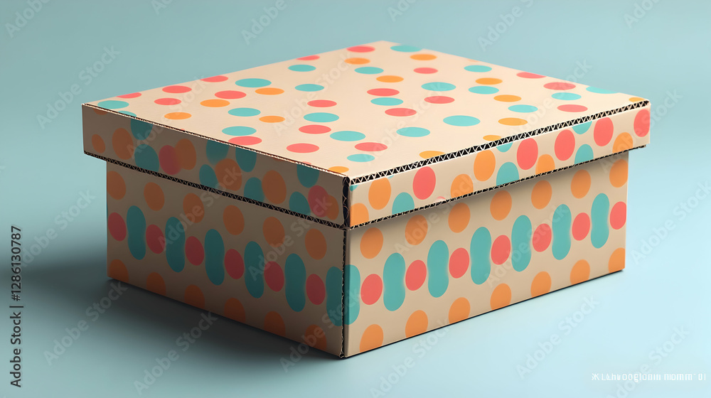 3D Illustration Colorful Polka Dot Cardboard Box Packaging Design 3D Illustration Colorful Polka Dot Cardboard Box Packaging Design