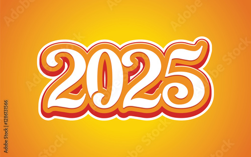 Happy new year 2025 design. With colorful truncated number illustrations. Premium vector design 2025