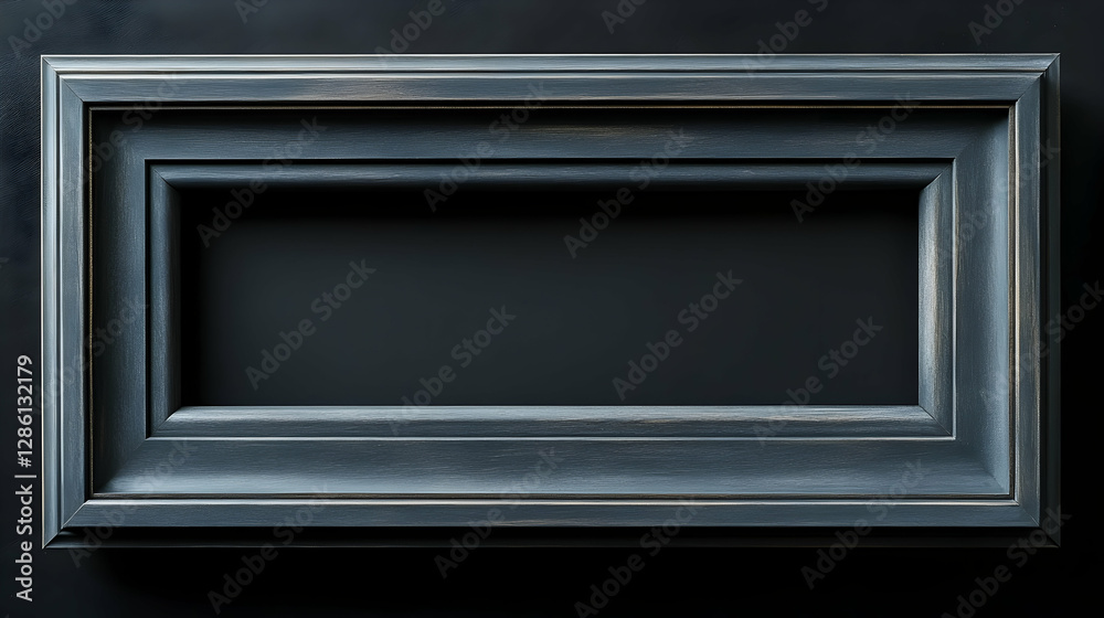 Photo - Empty Dark Gray Wooden Picture Frame on Black Background Photo - Empty Dark Gray Wooden Picture Frame on Black Background