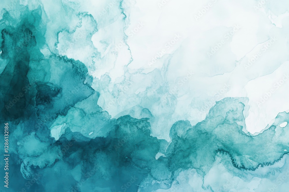 Turquoise watercolor painting creating abstract background with soft color transitions Turquoise watercolor painting creating abstract background with soft color transitions