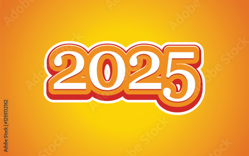 Happy new year 2025 design. With colorful truncated number illustrations. Premium vector design 2025