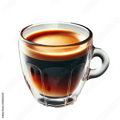 Glass cup of espresso coffee isolated on white background