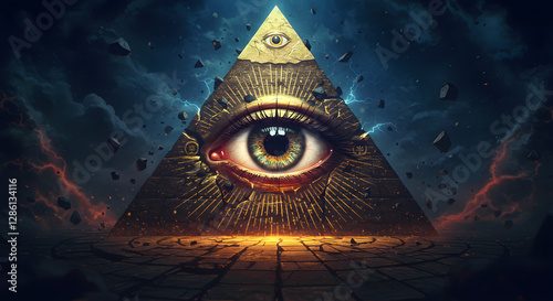 Eye in Pyramid Symbol Illuminati Conspiracy Digital Art Design