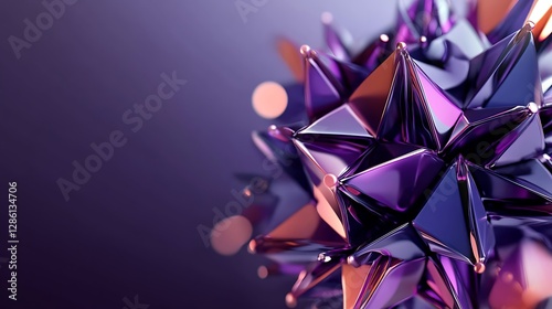 Purple and Copper 3D Rendered Geometric Sphere Abstract Art AI Generated