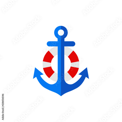 Anchor and buoy Nautical Vector Logo photo