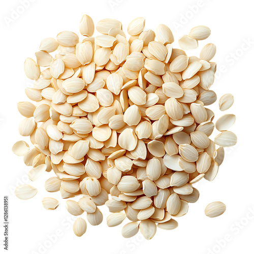 A Mound of Rice Grains Resembles a Pile of Sunflower Seeds Isolated on Transparent Background