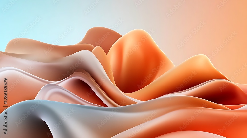 Fototapeta premium Abstract 3D Render: Fluid Forms in Warm Hues AI Generated