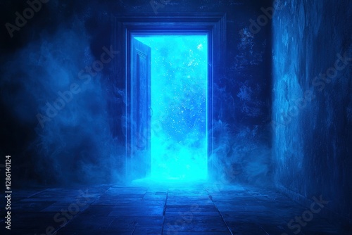 Glowing supernatural doorway leading into an unknown dimension of light