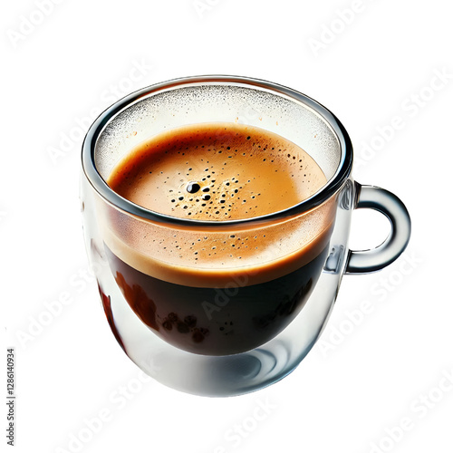Glass cup of espresso coffee isolated on white background
