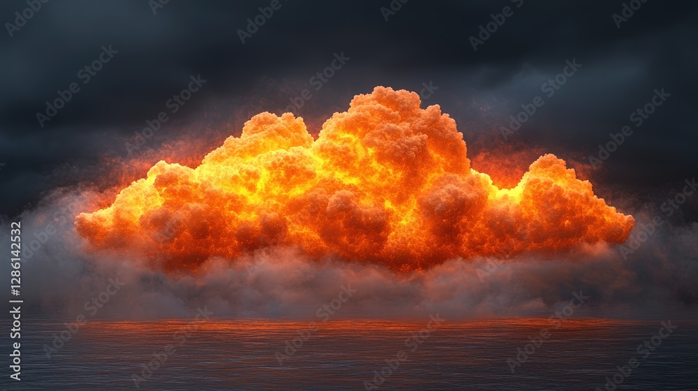 Naklejka premium Dramatic explosion of fire creating a fiery display of energy and power against a dark background