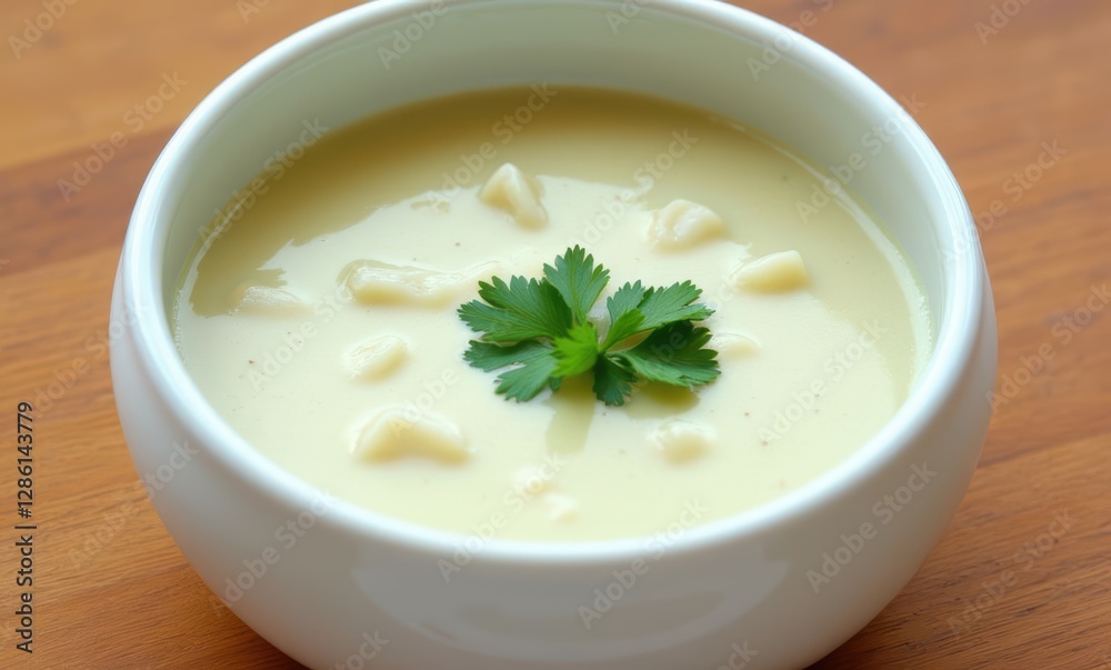 Creamy soup garnished with cilantro Creamy soup garnished with cilantro