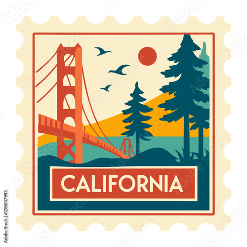 California Postage Stamp Souvenir Vector