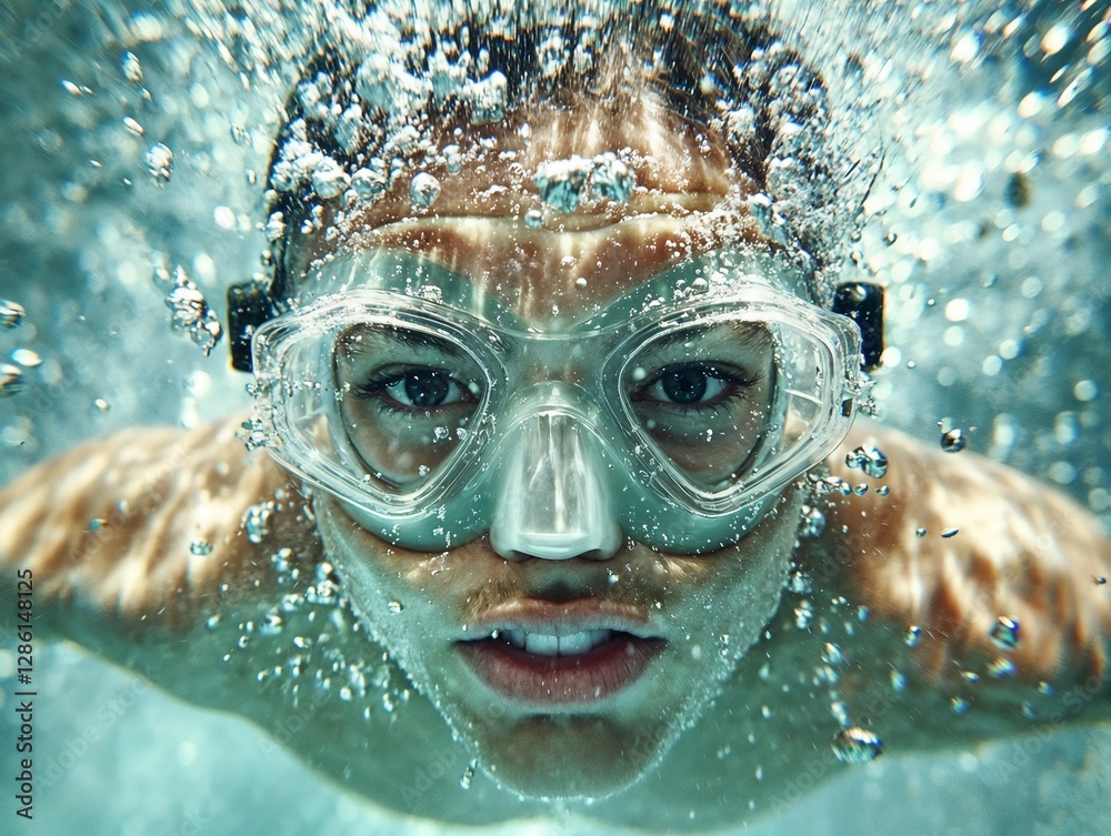 Naklejka premium Fast-moving eagle swooping down over water, showcasing its impressive wingspan and focus