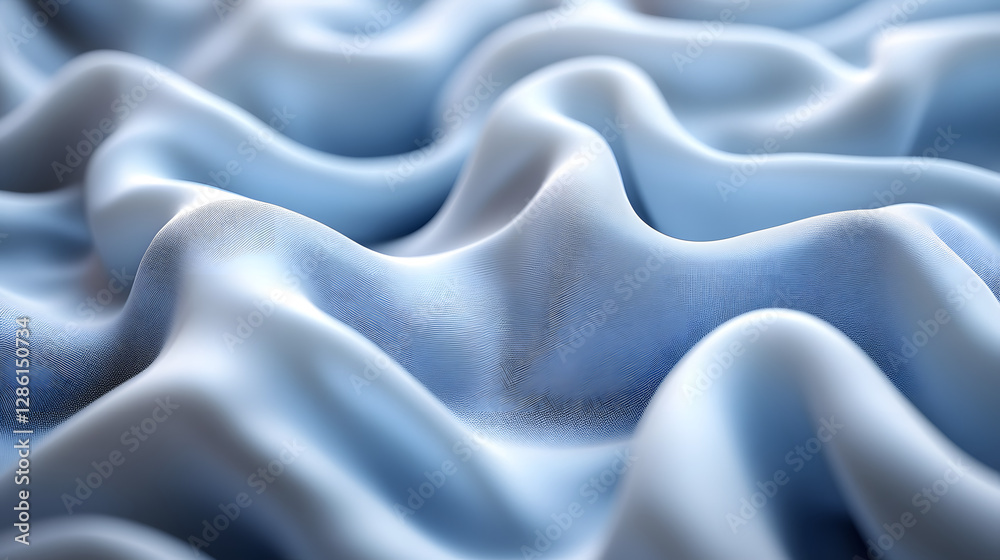 Obraz premium Ethereal Texture: A captivating close-up reveals a soft, undulating surface in shades of gentle blue, evoking a sense of tranquility and tactile wonder.
