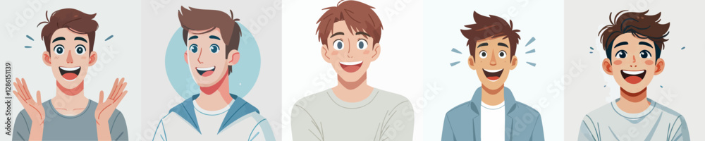 Vector of a person feeling surprised and happy Vector of a person feeling surprised and happy