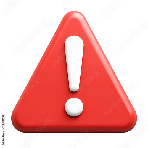 Warning sign PNG icon 3d isolated transparent background alert danger caution symbol safety hazard security exclamation triangle clipping path. Notification attention critical problem alarm message.