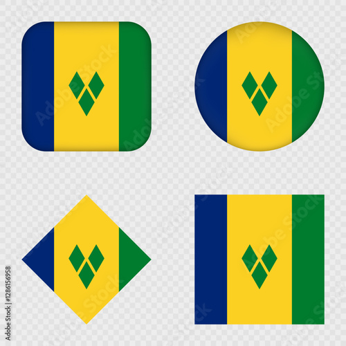 Saint Vincent and the Grenadines Flag Icons Pack. Vector illustration.