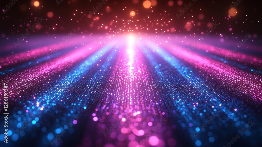 Fototapeta premium Sparkling, glowing pathway, vibrant colors, bokeh background