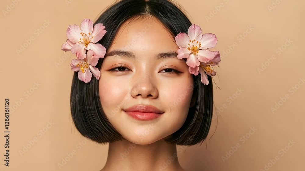 Serene Beauty: A Portrait of Tranquility with Blossoms Serene Beauty: A Portrait of Tranquility with Blossoms