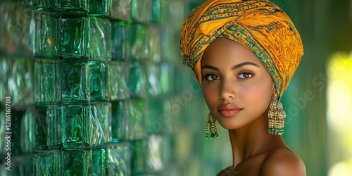 Elegant African Woman in Traditional Headwrap, Celebrating Culture and Beauty for Women's Day