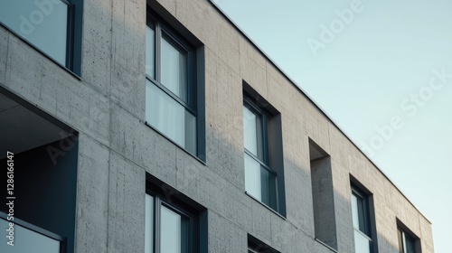 Modern Concrete Apartment Building Facade (2) photo