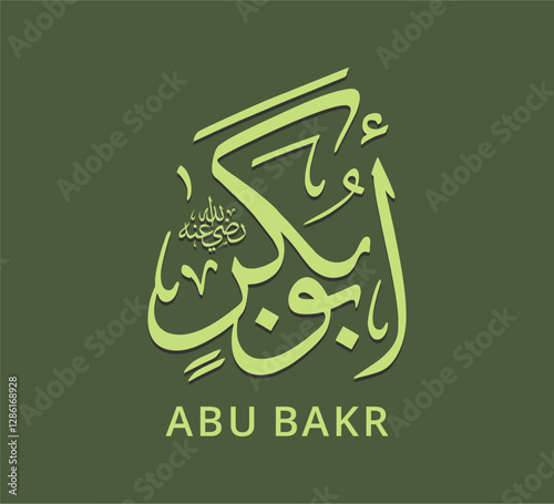 raw vector of arabic calligraphy design with the inscription "Abu Bakr"
