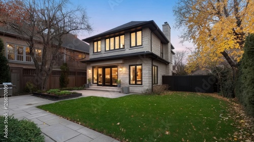 Wallpaper Mural Modern Home Backyard at Dusk Torontodigital.ca