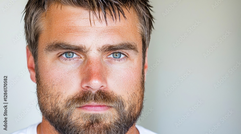 Fototapeta premium Serious man headshot, neutral background, profile picture