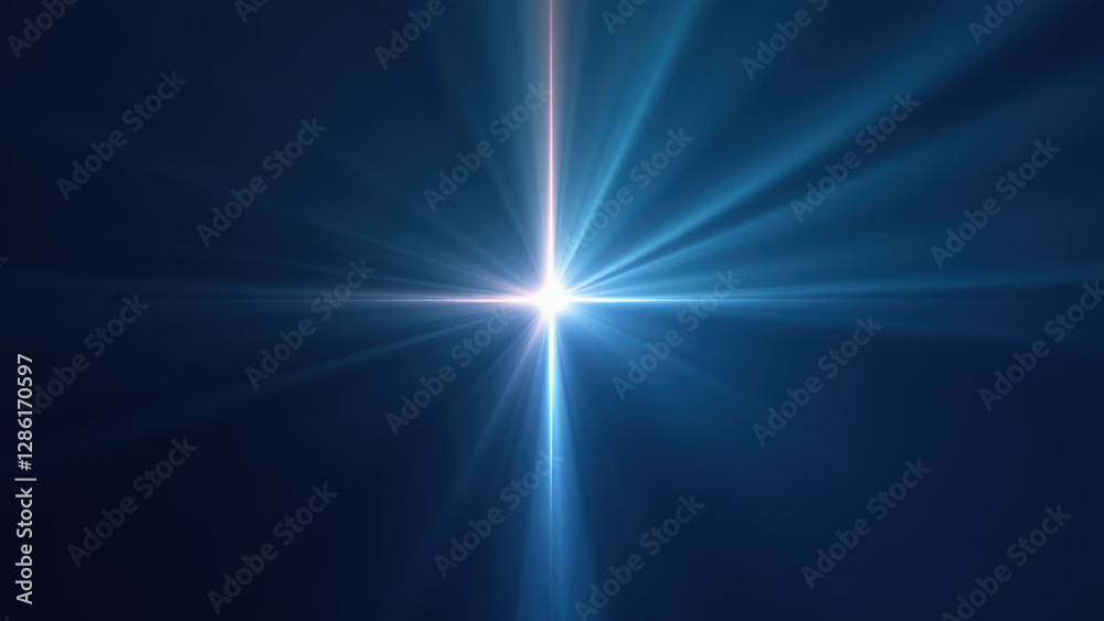Obraz premium An illuminated depiction of a cross with light beams emanating from it, against a dark background.
