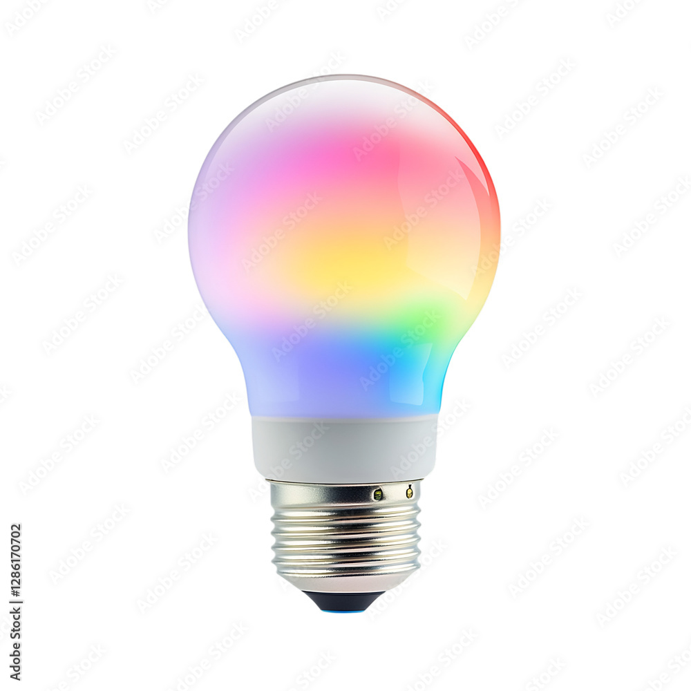 A Smart Light Bulb with Adjustable Color and Intensity Isolated on Transparent Background A Smart Light Bulb with Adjustable Color and Intensity Isolated on Transparent Background