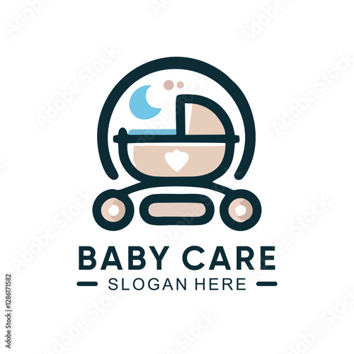 Baby care logo with minimalist design premium vector