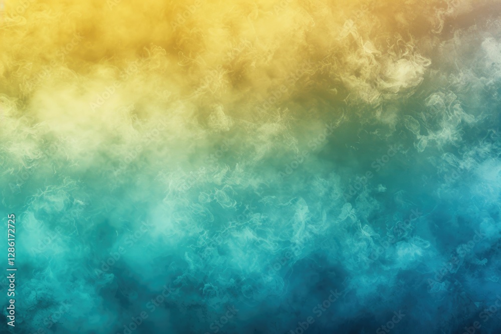 Obraz premium Abstract background with a gradient of yellow and teal smoke, creating a dreamy and ethereal atmosphere.